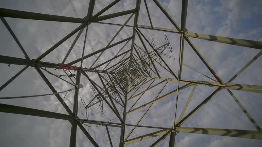 Birds eye view of a utility tower
