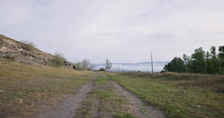 Slowly driving on a rural road at day