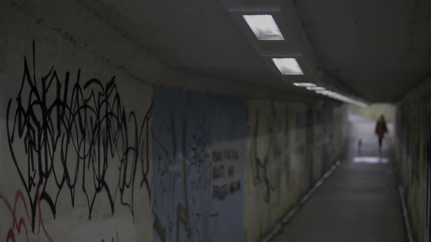 Graffiti on the walls of a tunnel