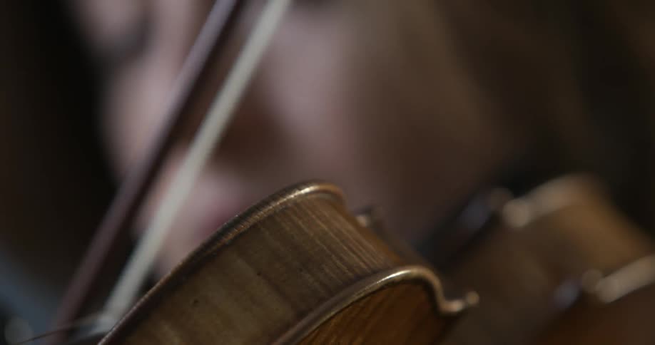 A woman plays a violin