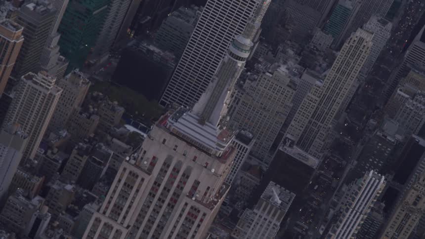 Aerial view of the empire state building and its antennae in new york city