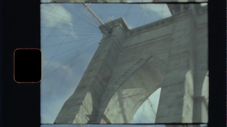 A suspension bridge is shown from various angles