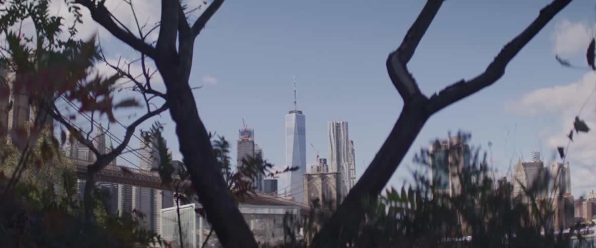 View of the brooklyn bridge and high rise buildings