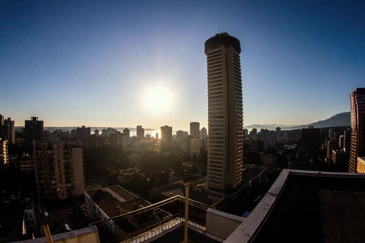 Time lapse of buildings in a city