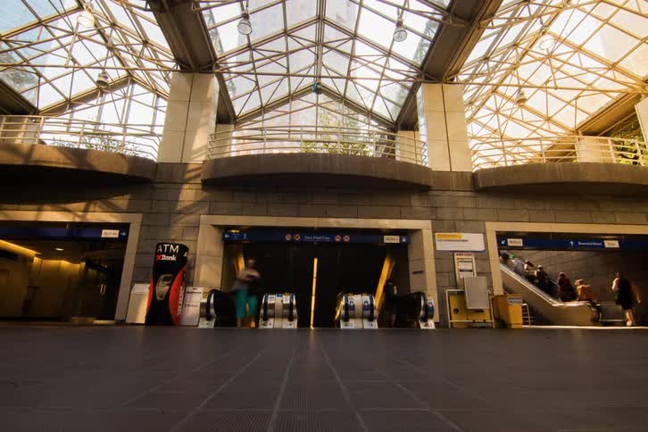 Time lapse of people in a station