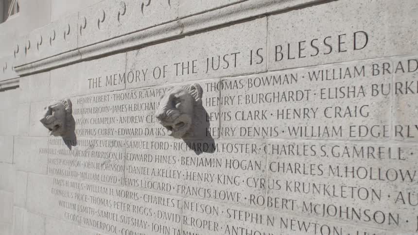 A memorial wall outside