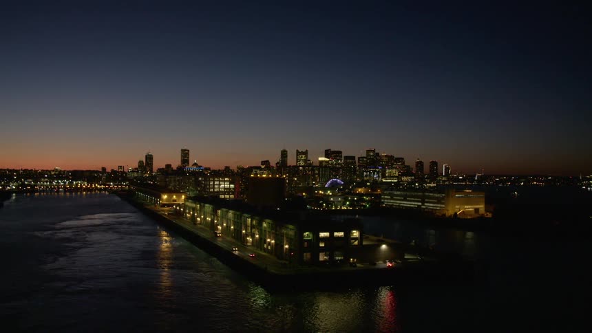 Water with the city skyline in the far off distance