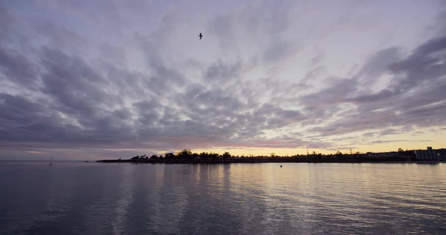View of the calm sea at dusk