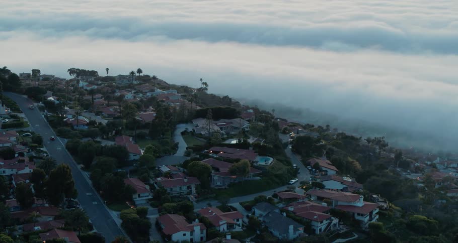 The neighborhood is quiet at sunrise