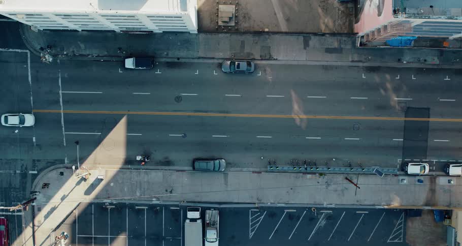Aerial view of the empty street and intersection