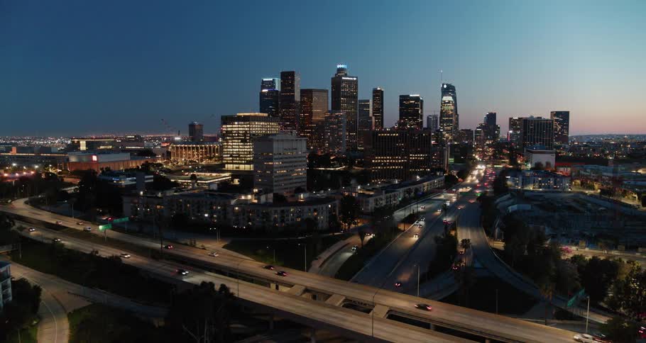 The lights are bright downtown