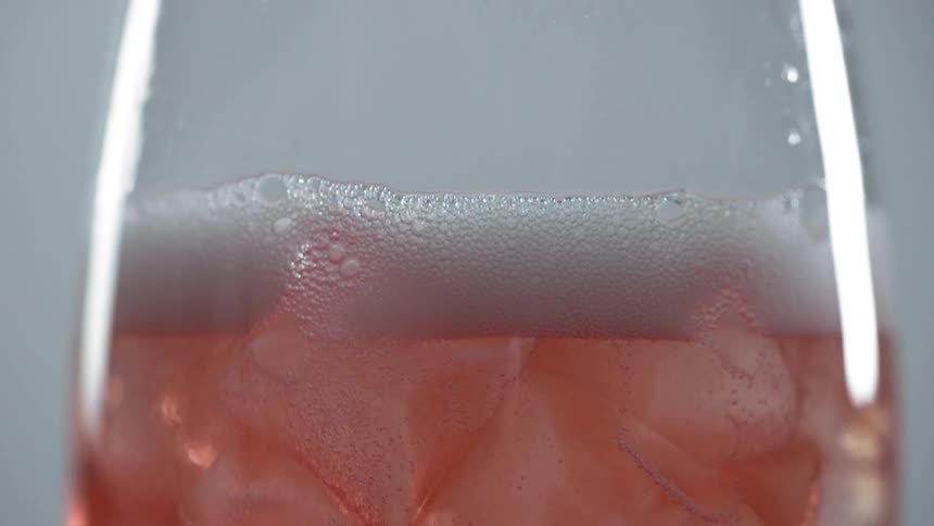 The drink bubbles near the ice