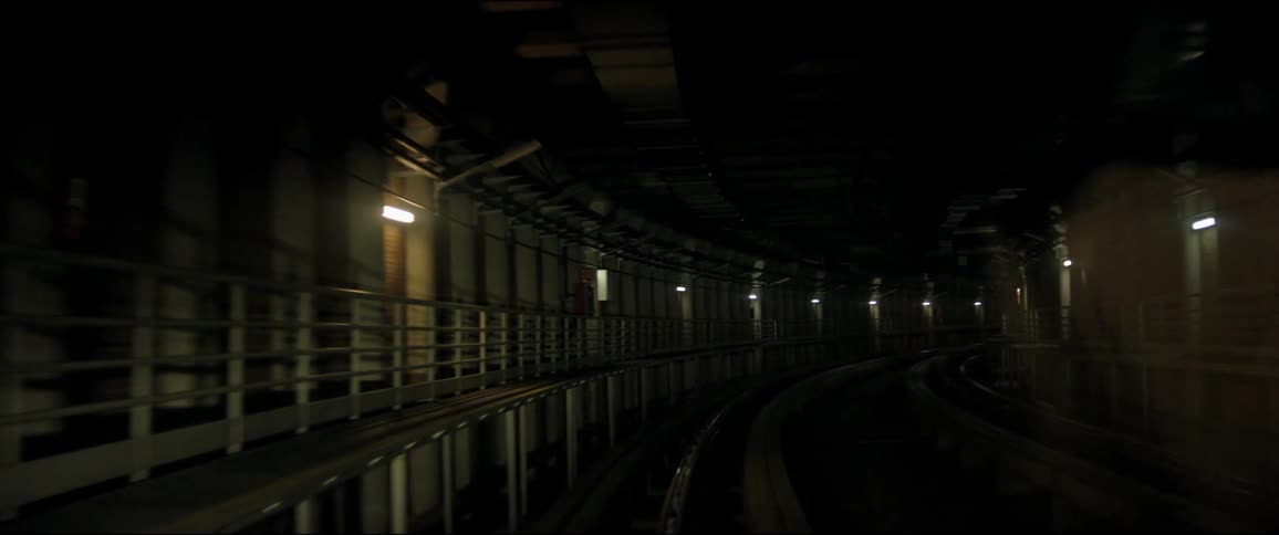 The tunnel is dark in the subway