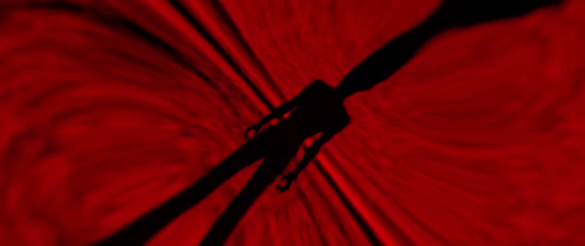 Red and black colors that looks like a silhouette of a person