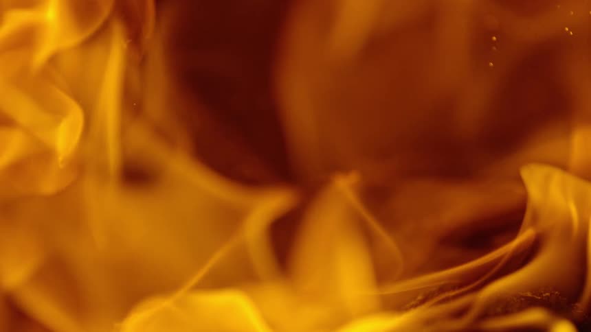 Close up of flames burning in slow motion