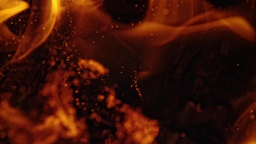Close up of flames burning in slow motion