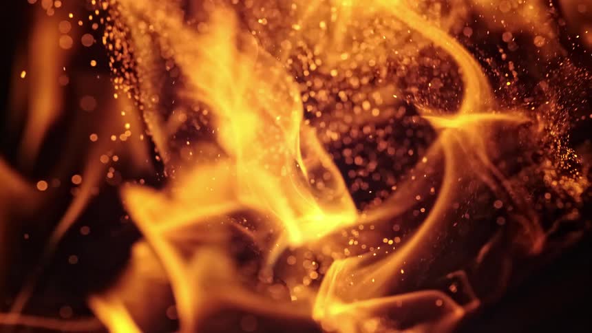 The flames are high