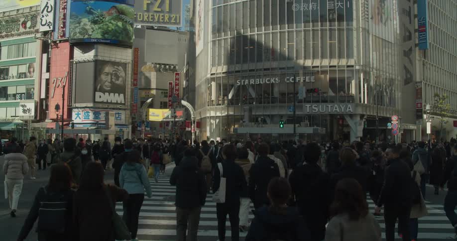 Pedestrians crossing a city street