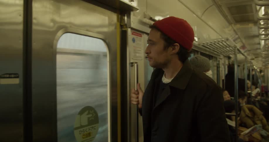 Man travels on a subway train