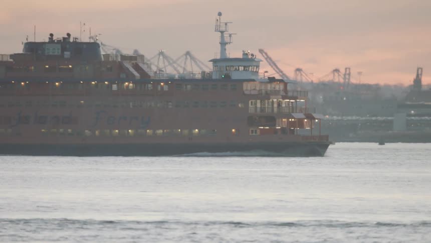 The ferry crosses the water