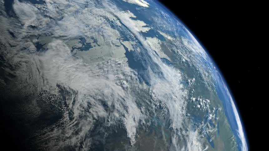 The planet earth spins in space