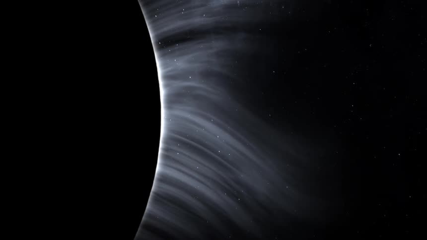 The moon flares as the sun reflects off