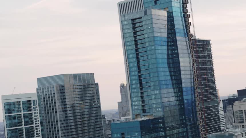 Skyscrapers off axis downtown Chicago