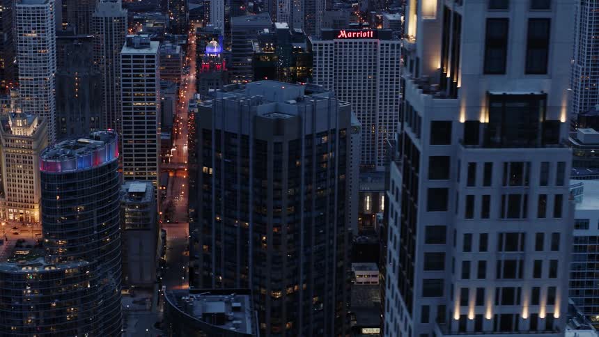 Blue hour in downtown Chicago