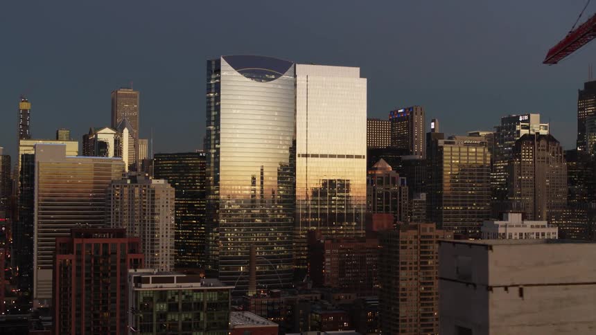 Sunset reflected in Chicago