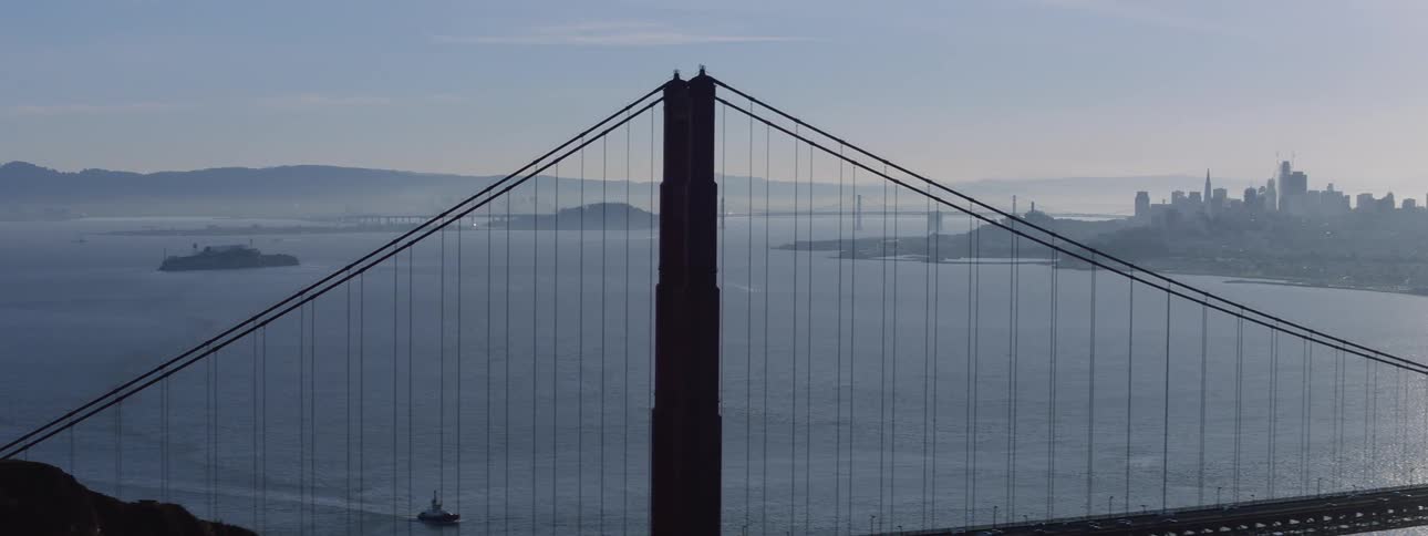 Aerial view of the golden gate bridge and city skyline