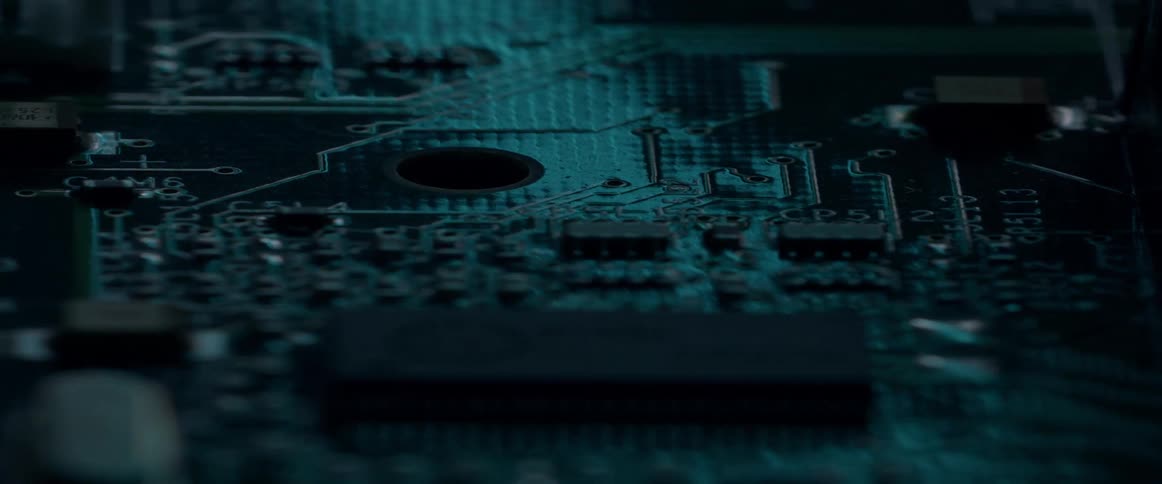 A motherboard illuminated