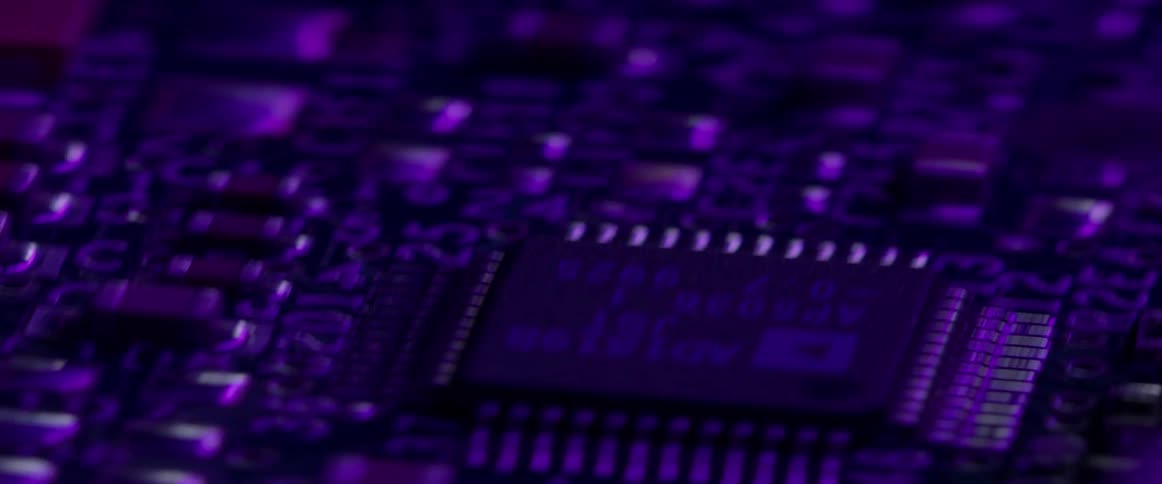 The motherboard is covered with circuits