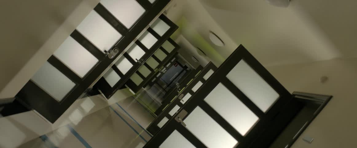 Open doors in a corridor