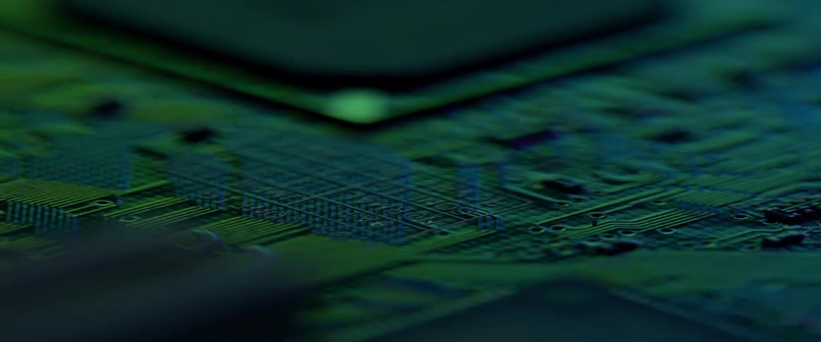 The circuits line the motherboard