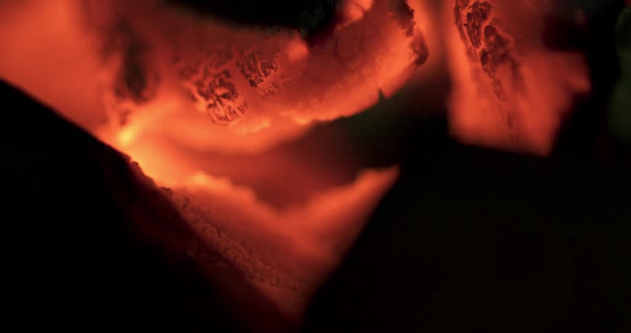 Coals burning in a fire pit