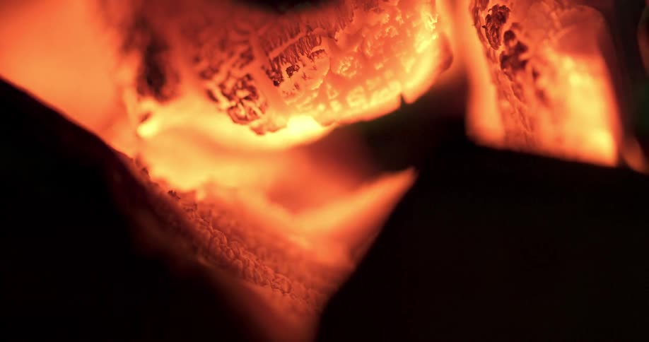 Flames coming off of coals
