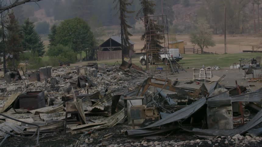 Rubble is all that remains of a destroyed building