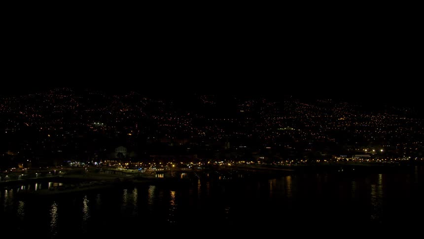Landscape with water and lights from a city