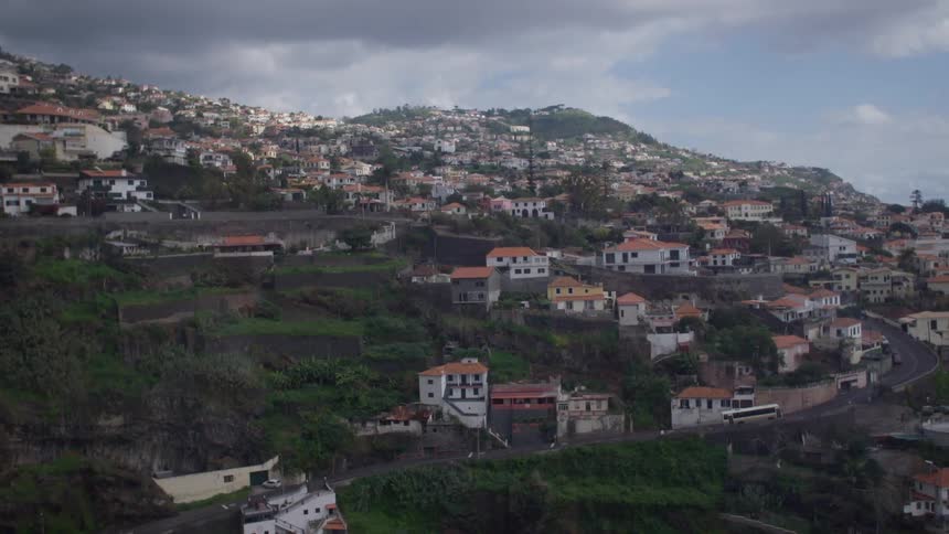 A wide shot of a city