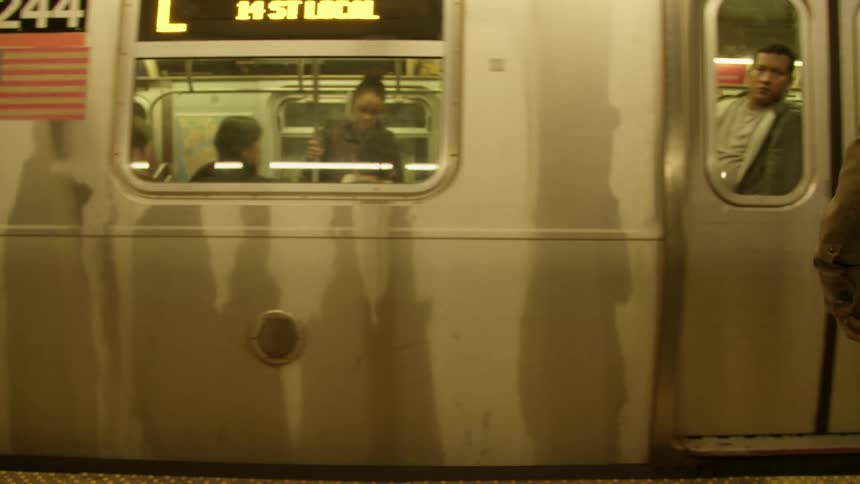 Train arrives at the subway station