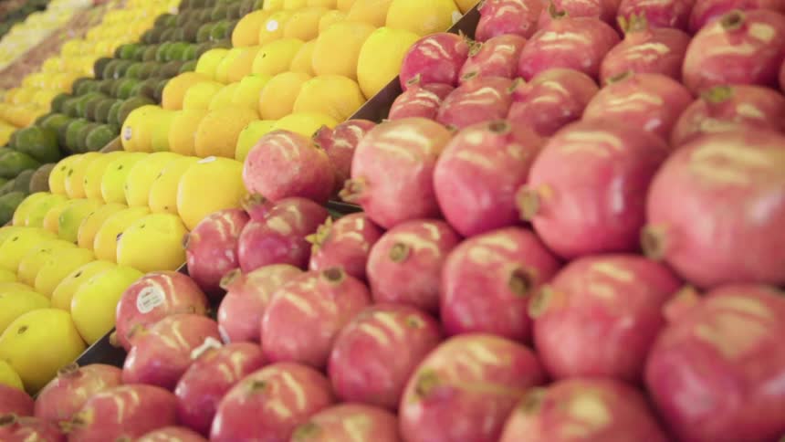 View of the vegetable display stand and fruit racks