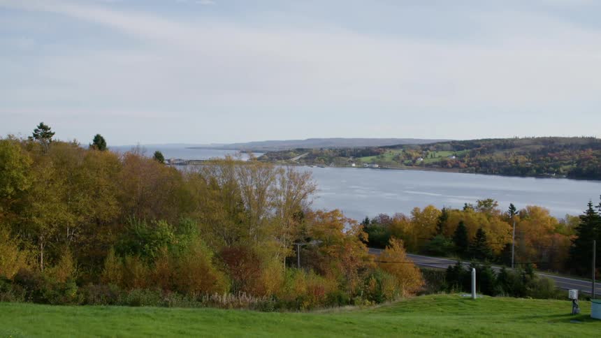 A lake sits in the middle of a forested park