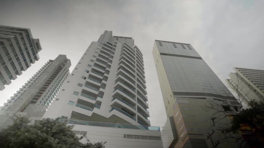 High rise apartment buildings in a downtown area