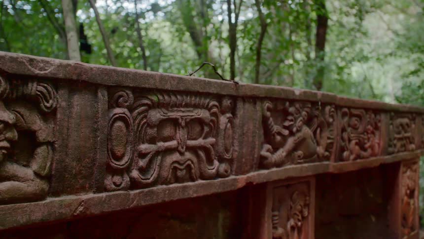 Carvings on a structure outside