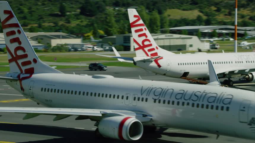 Airplanes are displayed in a tarmac