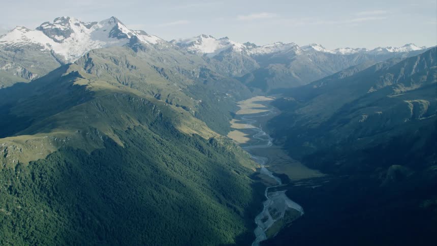 Valleys and hills in a mountainous area