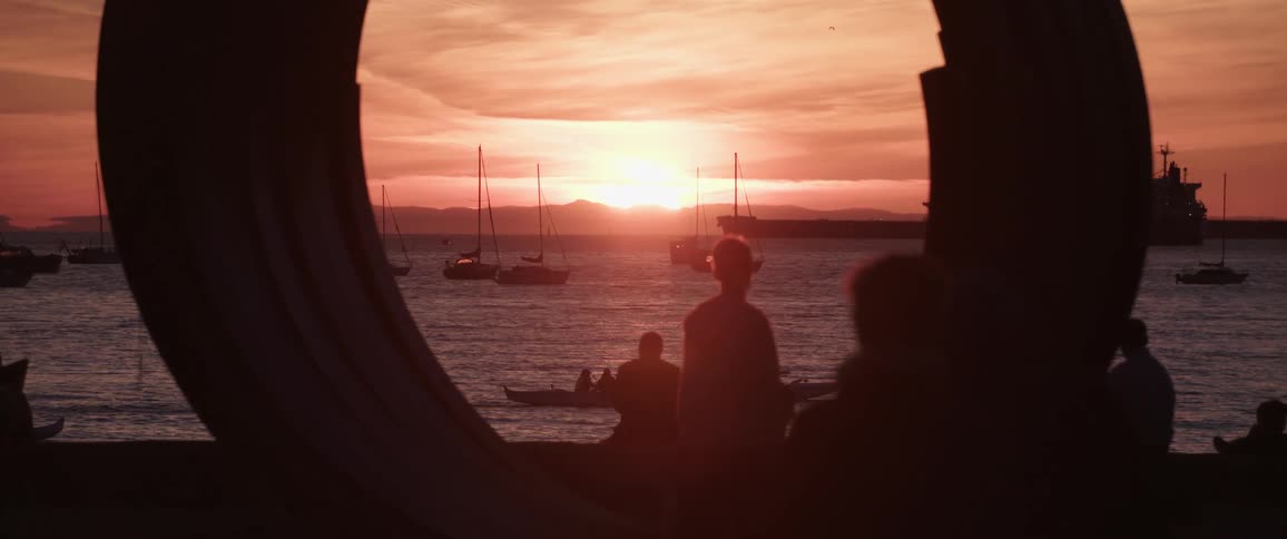 The sun sets at the beach