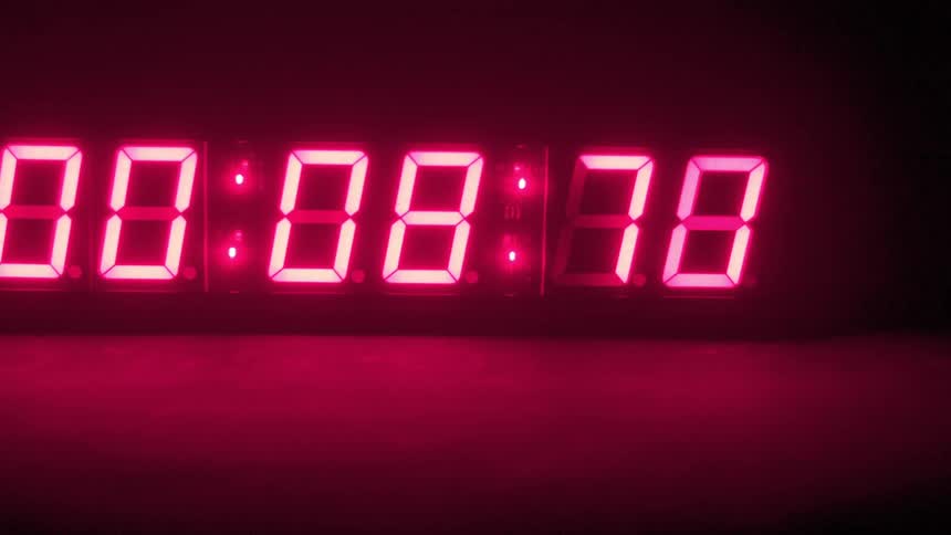 A digital clock counts down