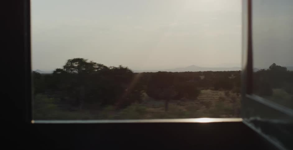 View of the landscape out a train window