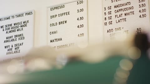 Menu boards hanging on a wall at coffee shop